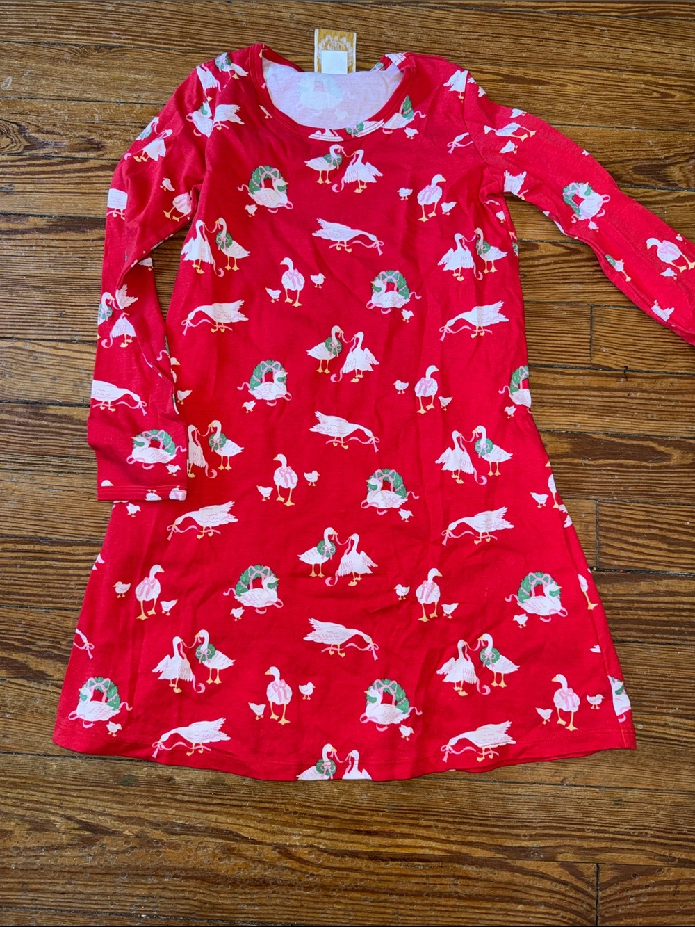 TBBC Girls' Red Holiday Goose Print play Dress